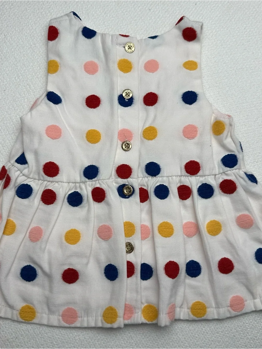 Genuine Kids White Polka Dot Casual Dress with Multicolor Dots
